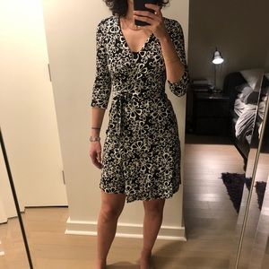 DVF black and white wrap dress